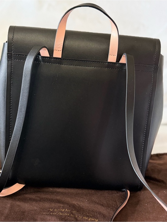 black leather backpack with pink with stipes Striped The perfect large leather backpack purse. Women Black Travel Backpack Rucksack